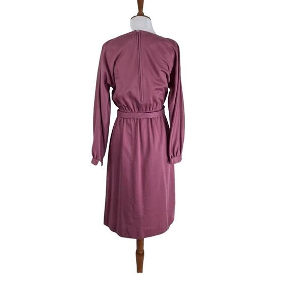 Vintage 70s Warren Petites Mauve Secretary Midi Dress M - Picture 6 of 9